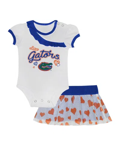 Outerstuff Baby Boys And Girls 2-piece Florida Gators Love My Team Bodysuit Skirt Set In White