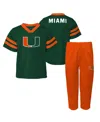 Outerstuff Baby Boys And Girls 2-piece Green Miami Hurricanes Team Logo Red Zone Top And Pant Set In Green