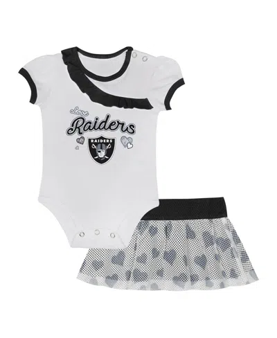Outerstuff Kids' Baby Boys And Girls 2-piece Las Vegas Raiders Love My Team Bodysuit Skirt Set In Black