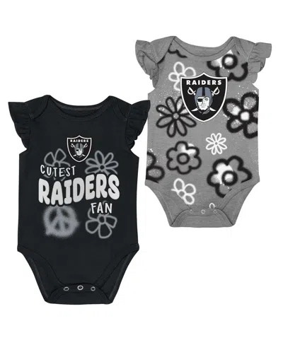 Outerstuff Kids' Baby Boys And Girls 2-piece Las Vegas Raiders The Sunshine Bodysuit Set In Gray