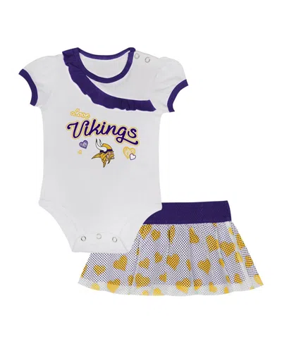 Outerstuff Kids' Baby Boys And Girls 2-piece Minnesota Vikings Love My Team Bodysuit And Skirt Set In White