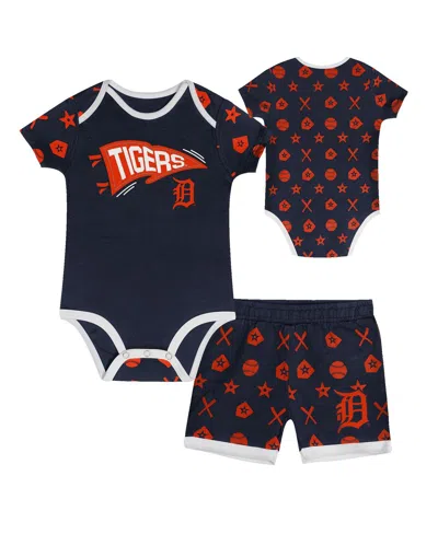 OUTERSTUFF BABY BOYS AND GIRLS 2-PIECE NAVY DETROIT TIGERS ON DECK DIAPER COVER SET