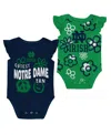 Outerstuff Baby Boys And Girls 2-piece Navy/green Notre Dame Fighting Irish Little Sunshine Bodysuit Set In Green