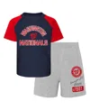 Outerstuff Baby Boys And Girls 2-piece Navy/heather Gray Washington Nationals Ground Out Baller Raglan T-shirt  In Gray