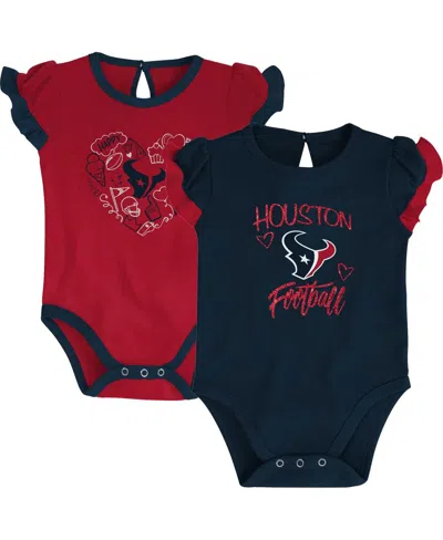 Outerstuff Baby Boys And Girls 2-piece Navy/red Houston Texans Too Much Love Bodysuit Set In Multi