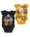 Outerstuff Baby Boys And Girls 2-piece Pittsburgh Steelers The Sunshine Bodysuit Set In Black