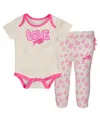 Outerstuff Baby Boys And Girls 2 Piece White/pink Buffalo Bills All The Love Bodysuit And Pants Set