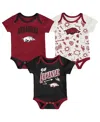 Outerstuff Baby Boys And Girls 3-pack Arkansas Razorbacks All Day Play Bodysuit Set In Multi