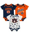 Outerstuff Baby Boys And Girls 3-pack Auburn Tigers All Day Play Bodysuit Set In Multi