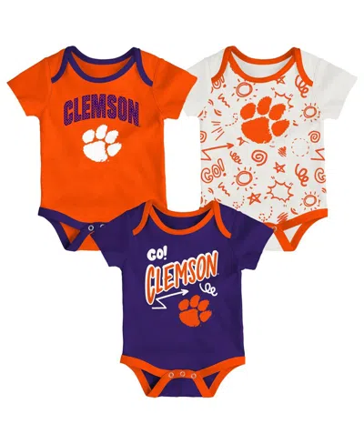 Outerstuff Baby Boys And Girls 3-pack Clemson Tigers All Day Play Bodysuit Set In Multi