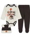 Outerstuff Baby Boys And Girls 3-pack Cleveland Browns Little Champ Bodysuit Set In Brown