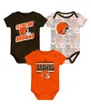 Outerstuff Baby Boys And Girls 3-pack Cleveland Browns Play Day Bodysuit Set In Orange
