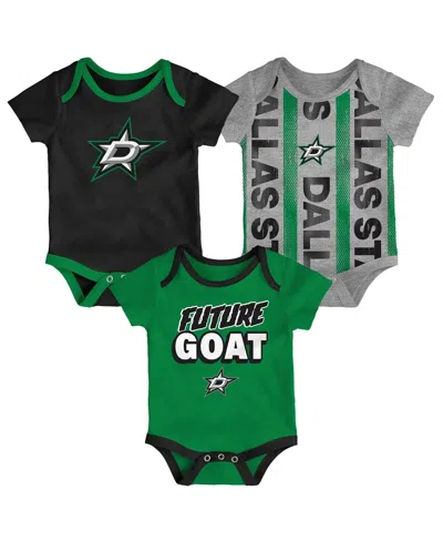 Outerstuff Kids' Baby Boys And Girls 3-pack Dallas Stars Loyal Buddies Bodysuit Set In Green