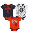 Outerstuff Baby Boys And Girls 3-pack Detroit Tigers All Day Play Bodysuit Set In Multi