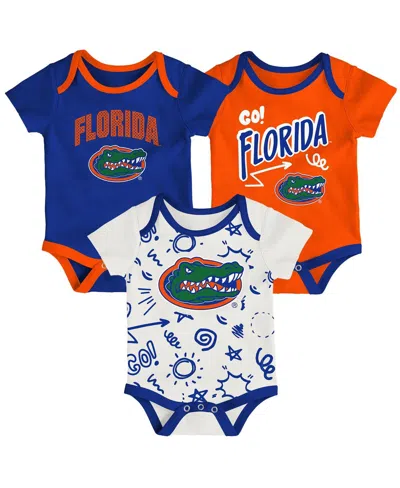 Outerstuff Kids' Baby Boys And Girls 3-pack Florida Gators All Day Play Bodysuit Set In Blue