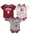Outerstuff Baby Boys And Girls 3-pack Indiana Hoosiers All Day Play Bodysuit Set In Multi
