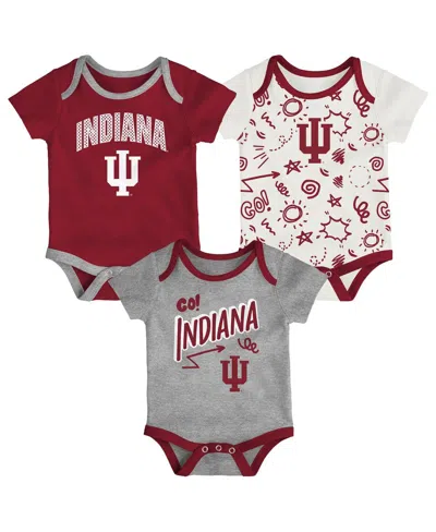 Outerstuff Kids' Baby Boys And Girls 3-pack Indiana Hoosiers All Day Play Bodysuit Set In Multi