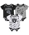 Outerstuff Baby Boys And Girls 3-piece Las Vegas Raiders All Day Play Bodysuit Set In Multi