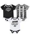 Outerstuff Baby Boys And Girls 3-pack Los Angeles Kings Loyal Buddies Bodysuit Set In White