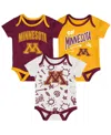 Outerstuff Baby Boys And Girls 3-pack Minnesota Golden Gophers All Day Play Bodysuit Set In Multi