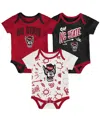 Outerstuff Baby Boys And Girls 3-pack Nc State Wolfpack All Day Play Bodysuit Set In Multi