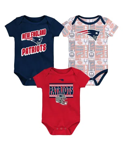Outerstuff Kids' Baby Boys And Girls 3-pack New England Patriots Play Day Bodysuit Set In Multi