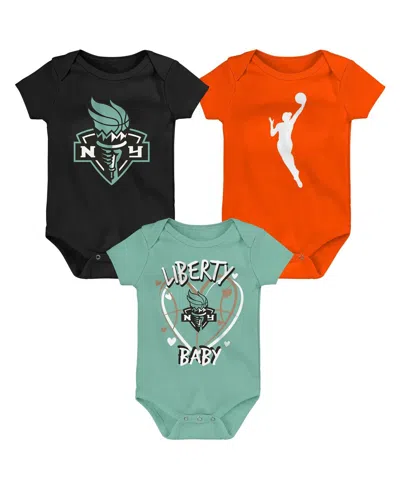 Outerstuff Kids' Baby Boys And Girls 3-pack New York Liberty Slide Home Creeper Set In Multi