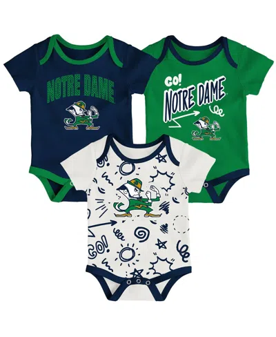 Outerstuff Kids' Baby Boys And Girls 3-pack Notre Dame Fighting Irish All Day Play Bodysuit Set In Green