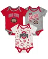 Outerstuff Baby Boys And Girls 3-piece Ohio State Buckeyes All Day Play Bodysuit Set In Multi