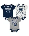 Outerstuff Baby Boys And Girls 3-pack Penn State Nittany Lions All Day Play Bodysuit Set In Gray
