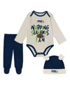 Outerstuff Baby Boys And Girls 3-pack Seattle Seahawks Little Champ Bodysuit Set In Blue