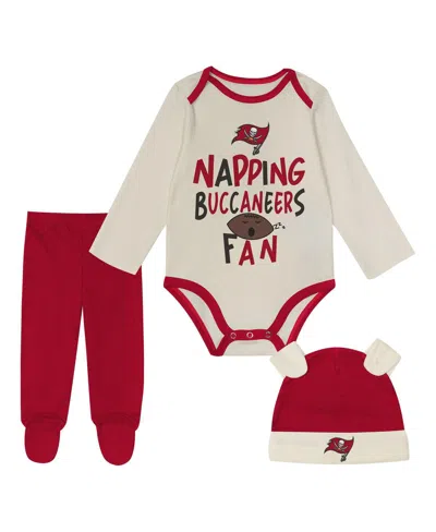 Outerstuff Kids' Baby Boys And Girls 3-pack Tampa Bay Buccaneers Little Champ Bodysuit Set In Red