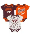 Outerstuff Baby Boys And Girls 3-pack Virginia Tech Hokies All Day Play Bodysuit Set In Orange