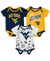 Outerstuff Baby Boys And Girls 3-pack West Virginia Mountaineers All Day Play Bodysuit Set In Gold