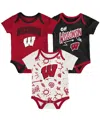 Outerstuff Baby Boys And Girls 3-pack Wisconsin Badgers All Day Play Bodysuit Set In Multi