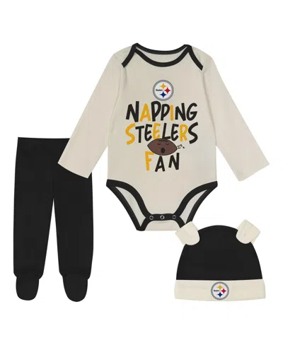 Outerstuff Baby Boys And Girls 3-piece Black Pittsburgh Steelers Little Champ Set In Multi