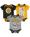 Outerstuff Baby Boys And Girls 3-piece Boston Bruins Triple Header Bodysuit Set In Multi