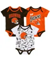 Outerstuff Baby Boys And Girls 3-piece Cleveland Browns All Day Play Bodysuit Set In Multi