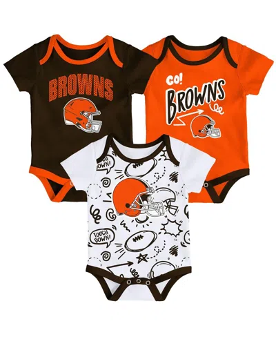 Outerstuff Baby Boys And Girls 3-piece Cleveland Browns All Day Play Bodysuit Set In Multi