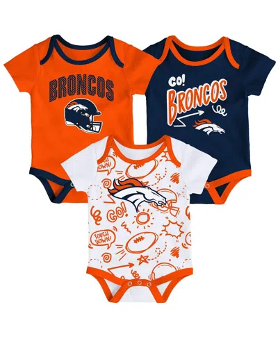 Outerstuff Kids' Baby Boys And Girls 3-piece Denver Broncos All Day Play Bodysuit Set In Red