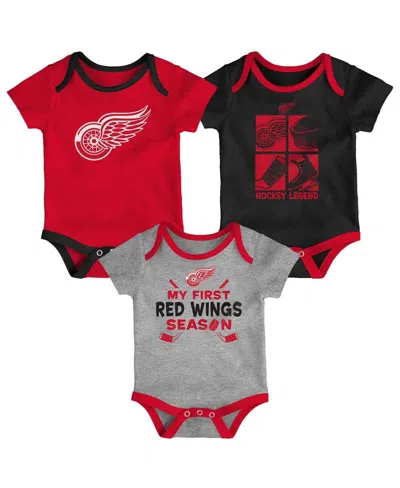 Outerstuff Kids' Baby Boys And Girls 3-piece Detroit Red Wings Legend Bodysuit Set In Multi
