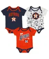 Outerstuff Baby Boys And Girls 3-piece Houston Astros All Day Play Bodysuit Set In Multi