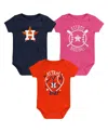 Outerstuff Baby Boys And Girls 3-piece Houston Astros Slide Home Bodysuit Set In Pink