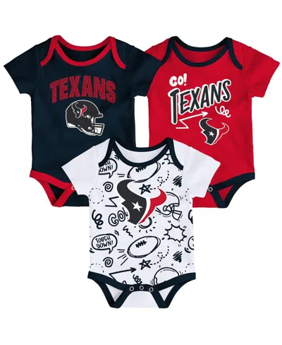 Outerstuff Kids' Baby Boys And Girls 3-piece Houston Texans All Day Play Bodysuit Set In Red