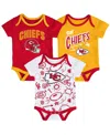 Outerstuff Baby Boys And Girls 3-piece Kansas City Chiefs All Day Play Bodysuit Set In Red