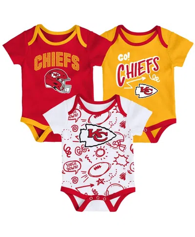 Outerstuff Kids' Baby Boys And Girls 3-piece Kansas City Chiefs All Day Play Bodysuit Set In Red