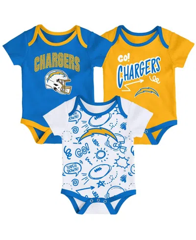 Outerstuff Kids' Baby Boys And Girls 3-piece Los Angeles Chargers All Day Play Bodysuit Set In Multi