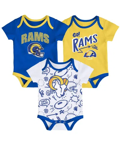 Outerstuff Kids' Baby Boys And Girls 3-piece Los Angeles Rams All Day Play Bodysuit Set In Yellow