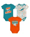 Outerstuff Baby Boys And Girls 3-piece Miami Dolphins Play Day Bodysuit