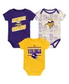 Outerstuff Baby Boys And Girls 3-piece Minnesota Vikings Play Day Bodysuit In Purple